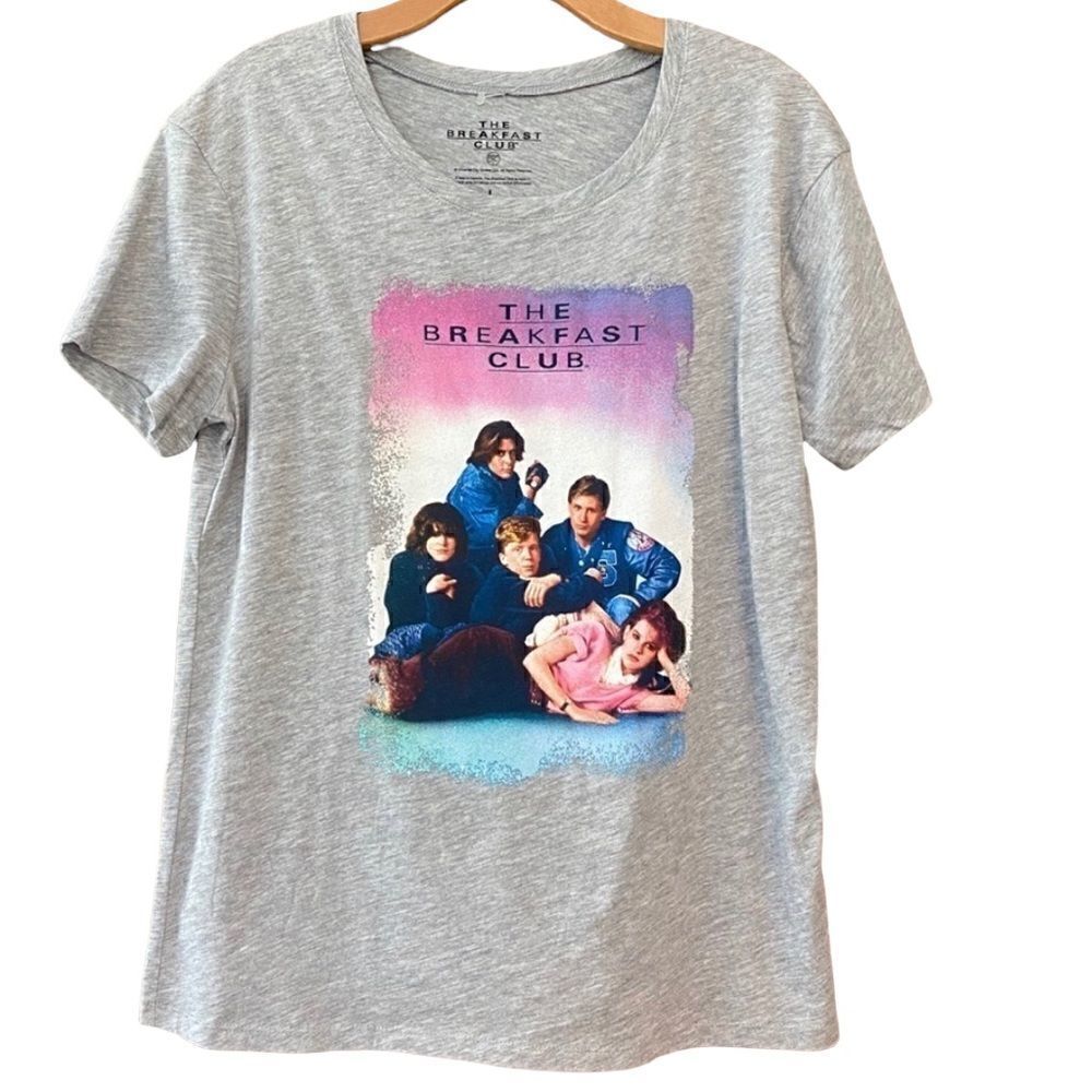 The Breakfast Club Sz L Gray NWOT Group Photo T-Shirt 1984 Cult Classic Movie